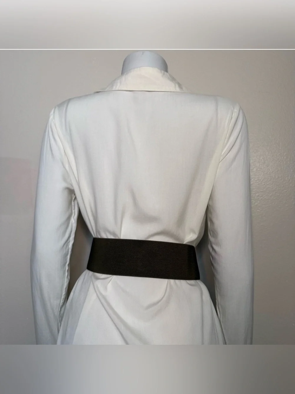 Olive green PU leather circle buckle rhinestone details elastic waistband belt